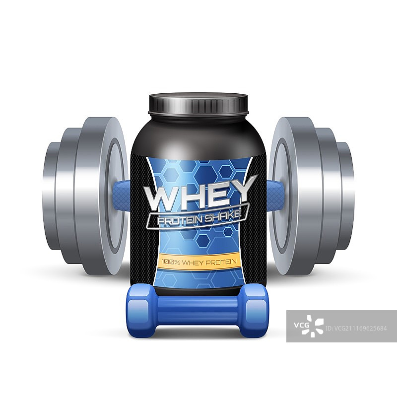 运动营养品容器和哑铃图片素材