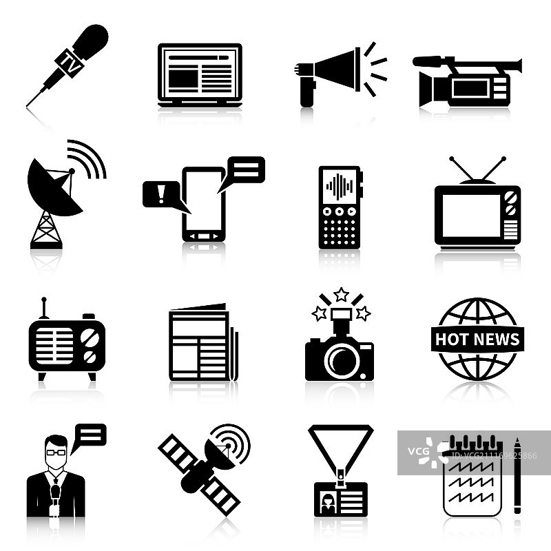 黑白媒体图标图片素材