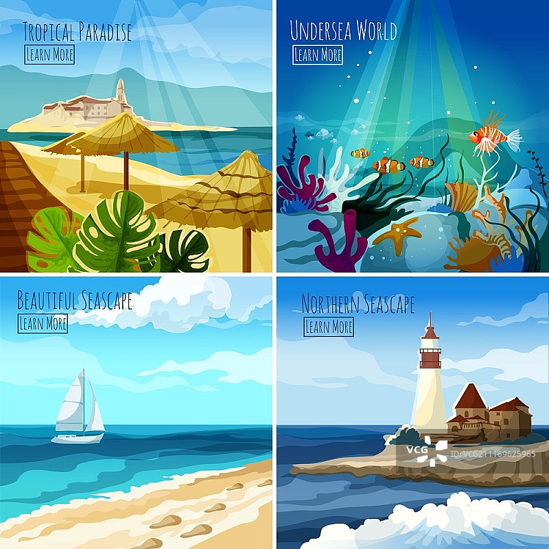 热带天堂和海底世界海景设计概念图图片素材