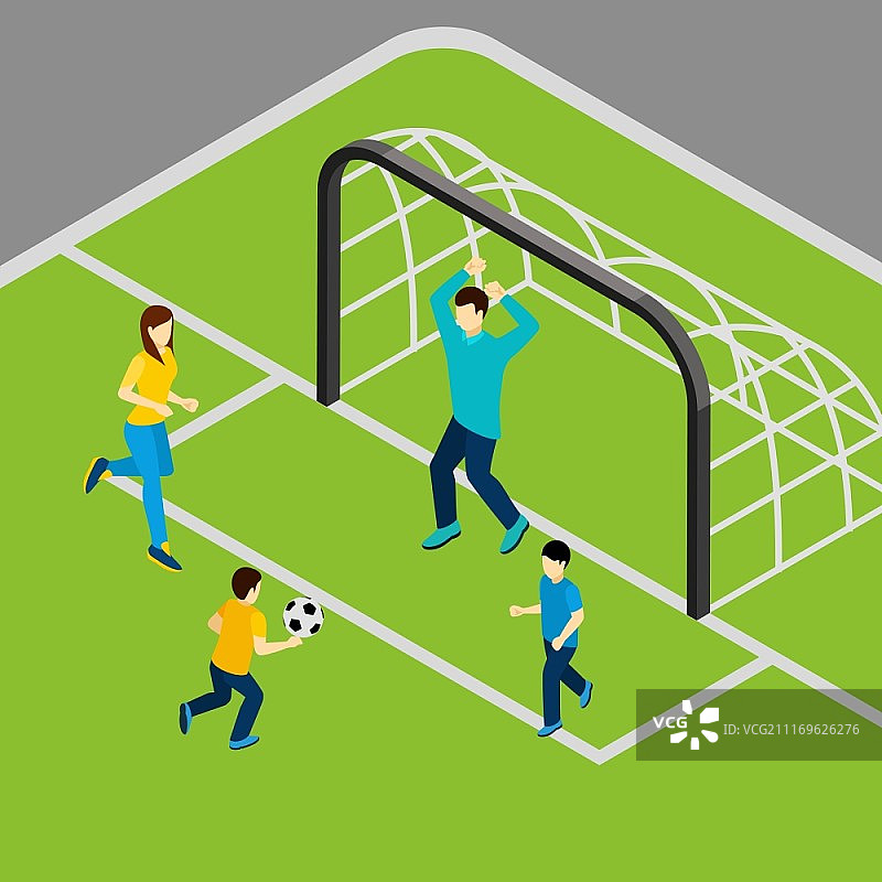 一家人踢足球插画图片素材