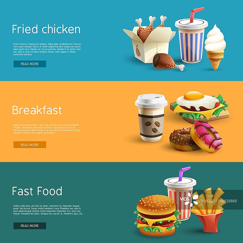 快餐选择象形图横幅图片素材