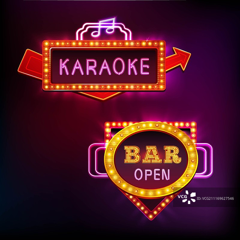 复古灯光装置卡拉OK酒吧背景矢量素材图片素材