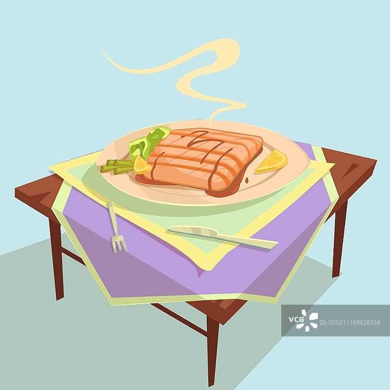 鱼盘卡通插图图片素材