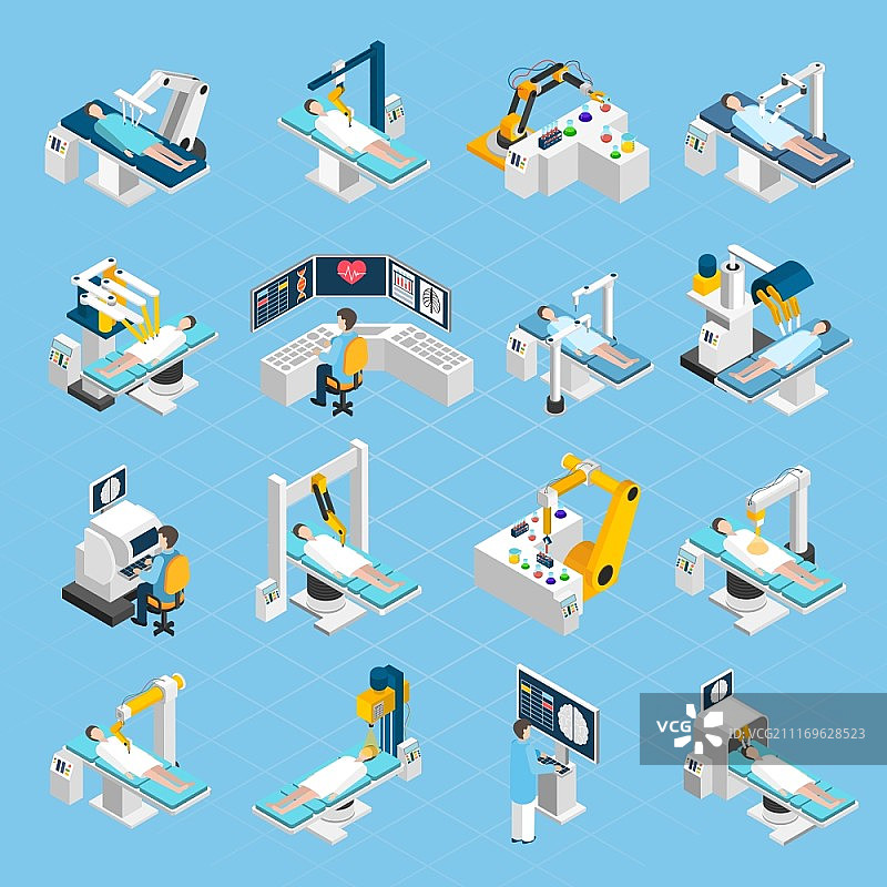 机器人外科手术2.5D图标集图片素材