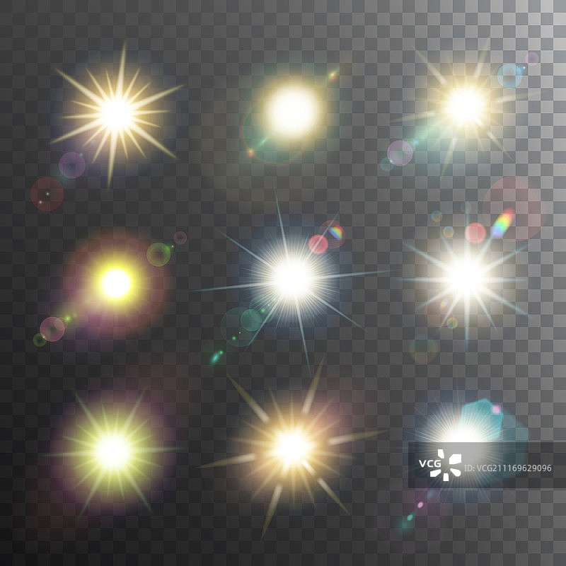 阳光设计元素图标集. 半透明黑色背景矢量图图片素材