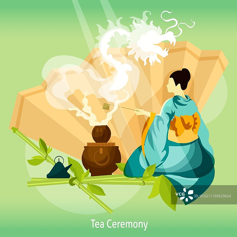 茶道背景矢量插画图片素材