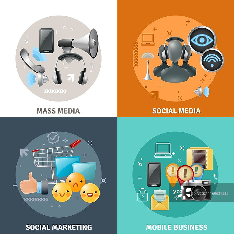 社交媒体概念：通过现代技术进行沟通图片素材