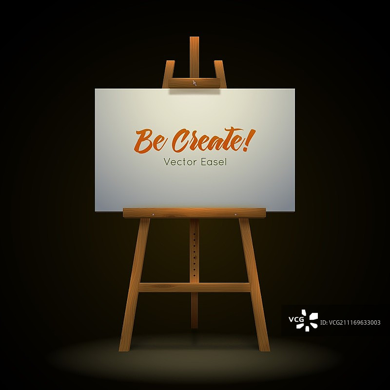 带白色画布的木制艺术家画架矢量插画图片素材