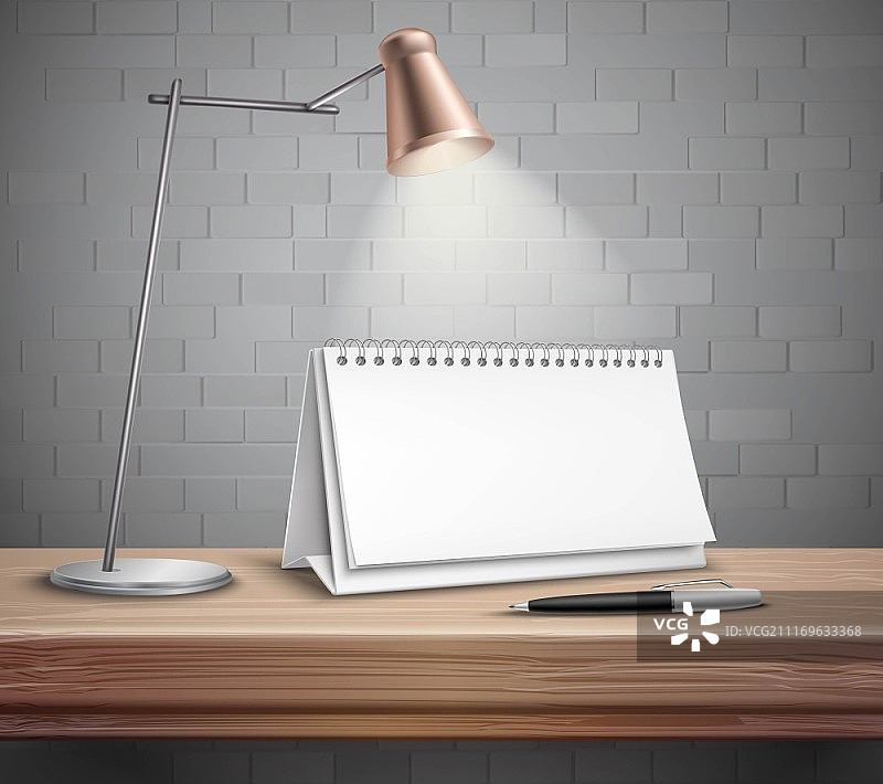 桌子上的空白台历概念矢量图图片素材
