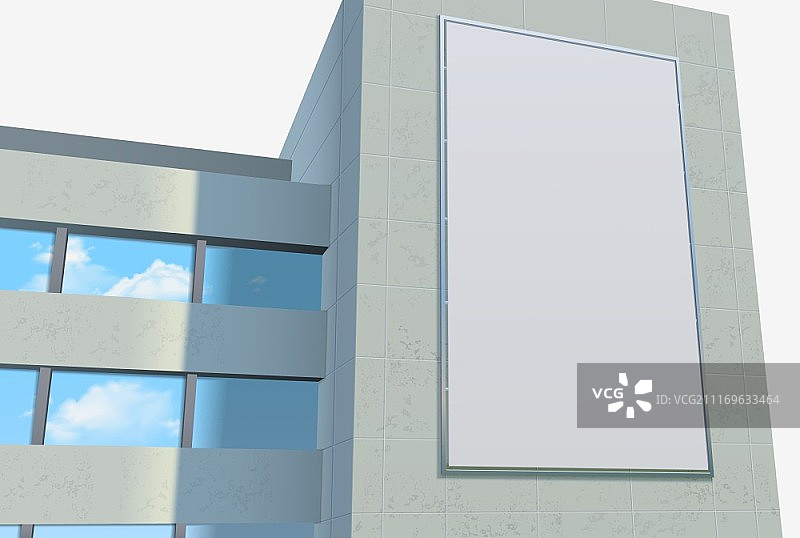 促销广告牌模板：城市建筑正面的扁平风格促销广告牌模板矢量素材图片素材