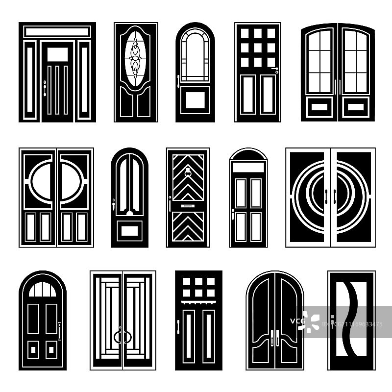 黑色房屋门设计合集图片素材