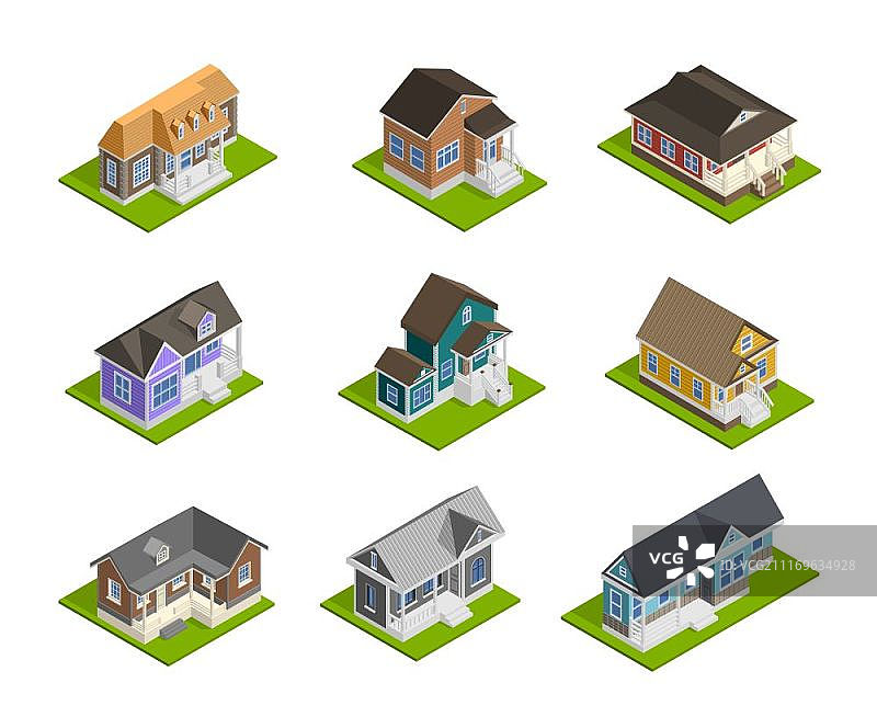 城镇房屋2.5D建筑群矢量素材图片素材