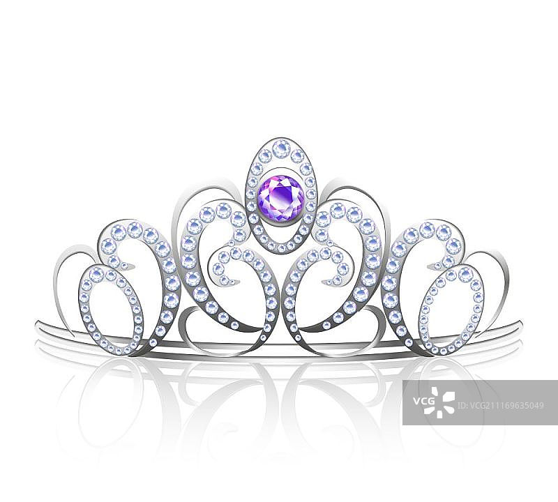 彩色宝石镶嵌银色头饰矢量插画图片素材