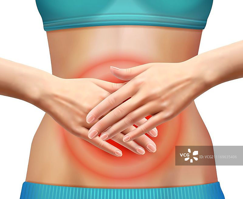 女性腹痛写实矢量图图片素材