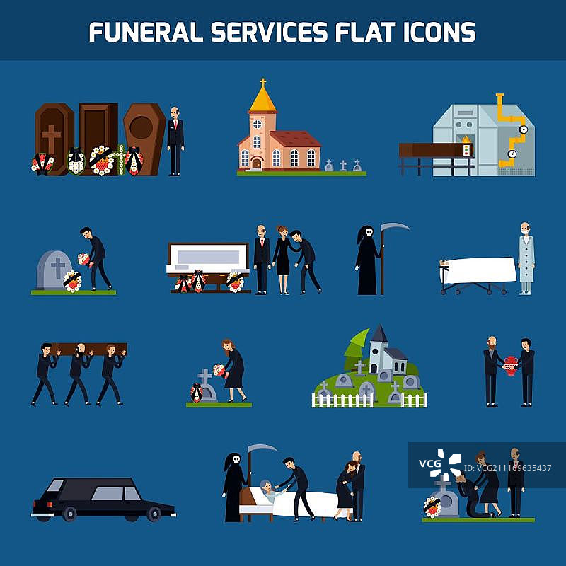 殡葬服务图标集图片素材