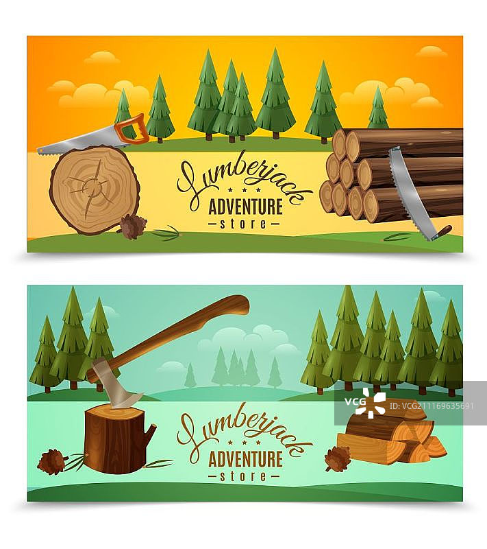 伐木工人户外探险横幅图片素材