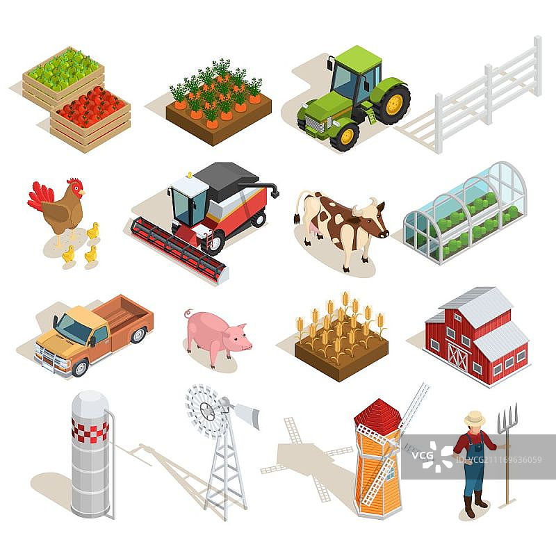 2.5D农场等距图标素材图片素材