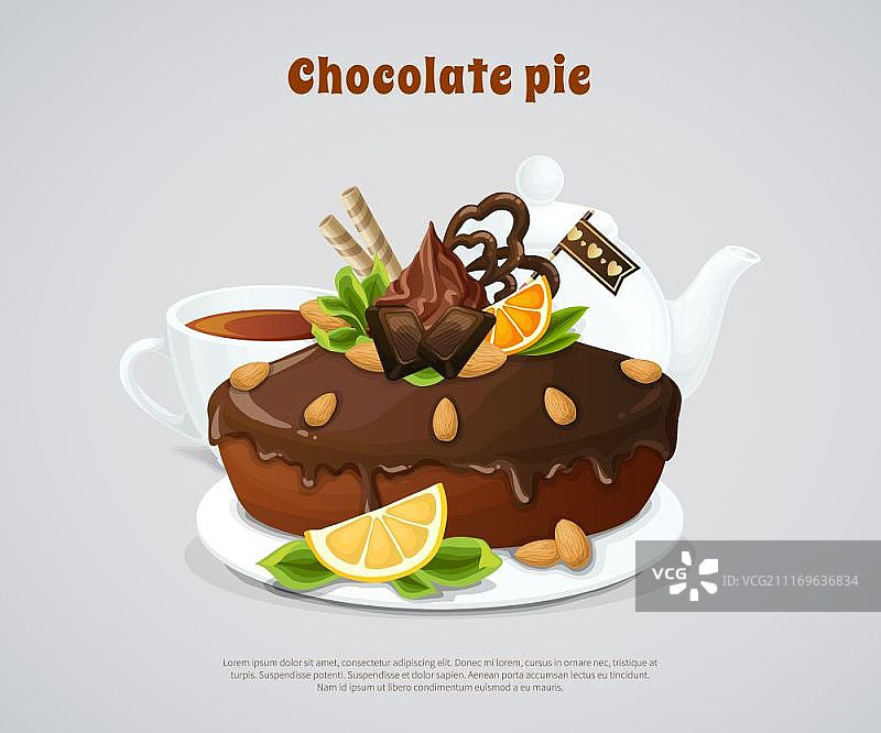釉面巧克力派插图图片素材