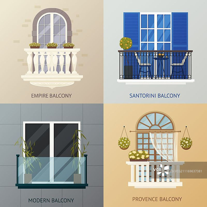 阳台设计组合：包含古典和现代风格的阳台设计图片素材