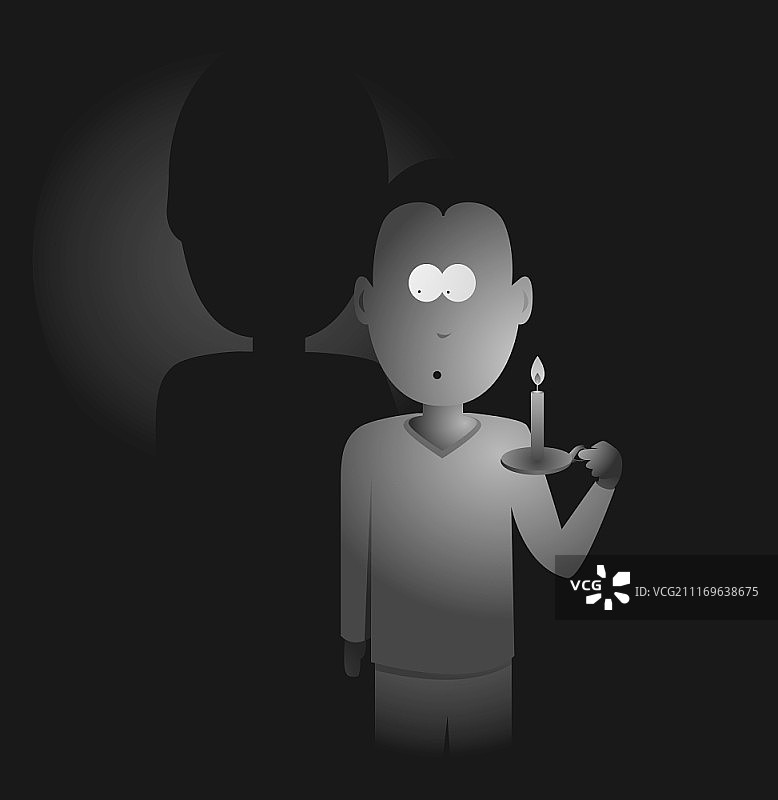 男人在黑暗中手持蜡烛图片素材