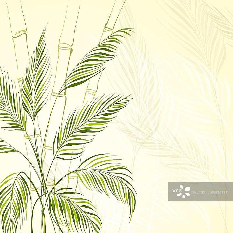 竹林上的棕榈树矢量插画图片素材