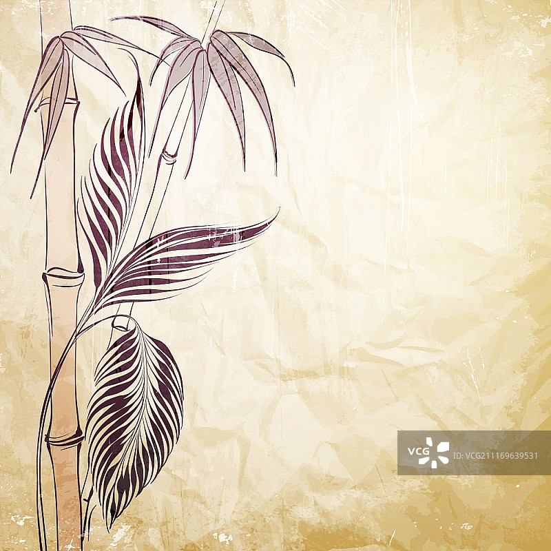 竹林上的棕榈树矢量插画图片素材