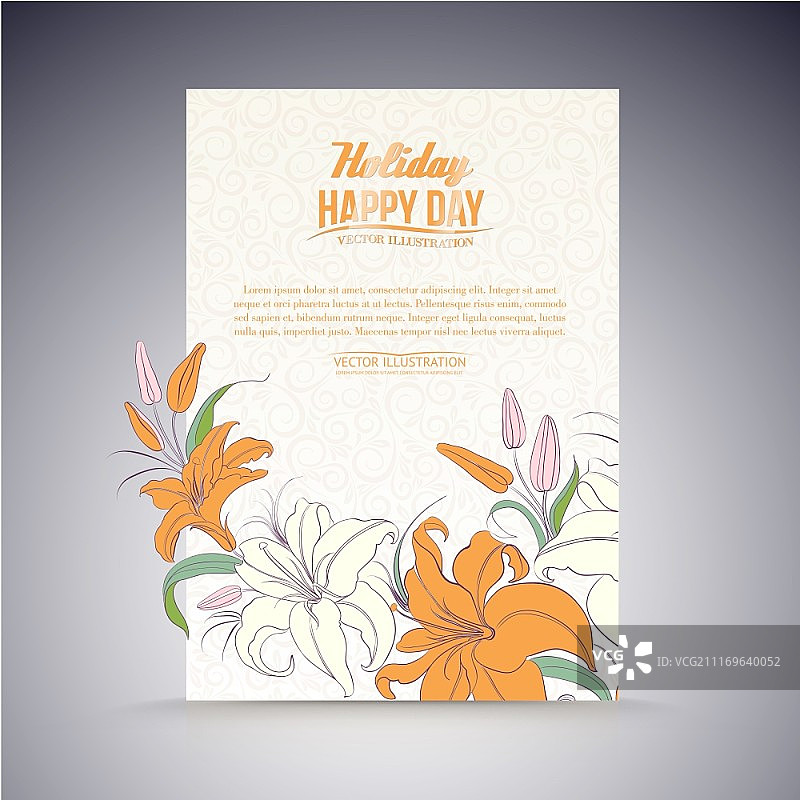 纸上的莉莉花矢量图图片素材