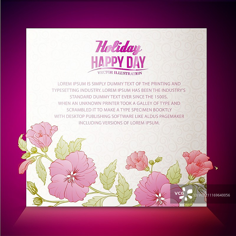 白色背景上的复古芙蓉花矢量图图片素材