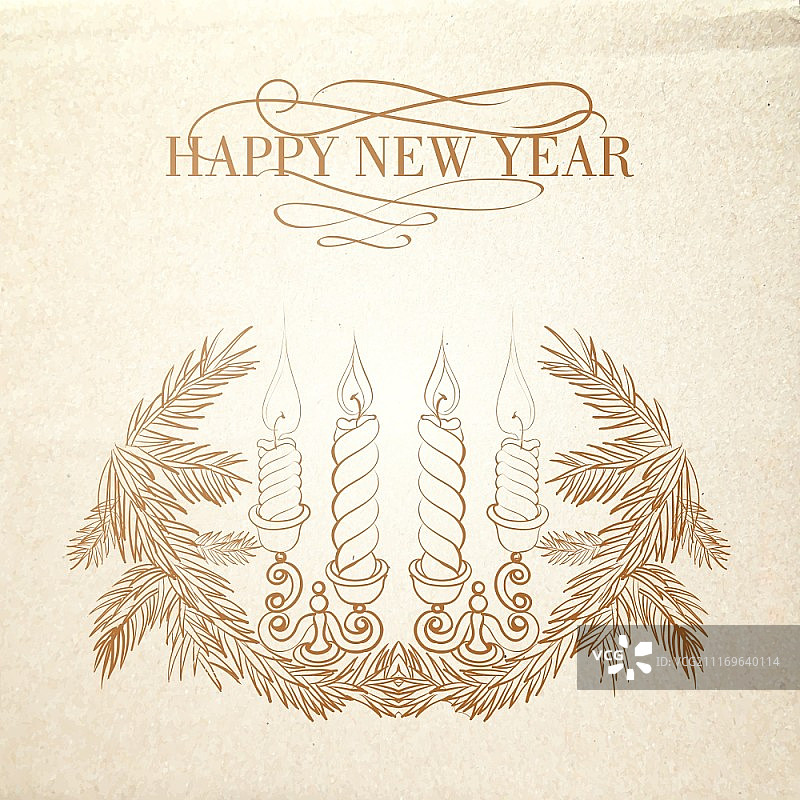 圣诞贺卡：花环和蜡烛矢量素材图片素材