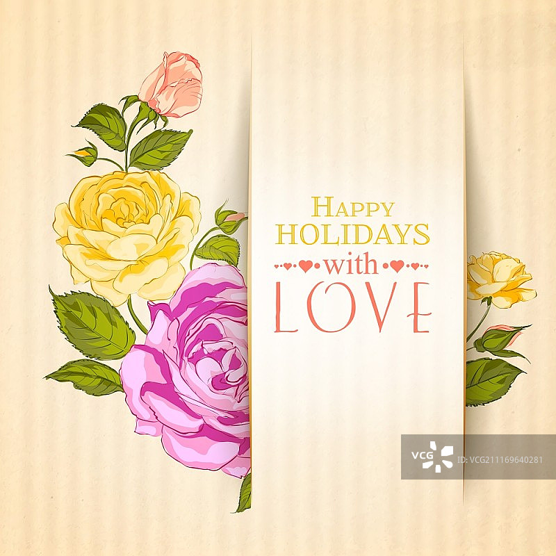 纸上的玫瑰花矢量图图片素材