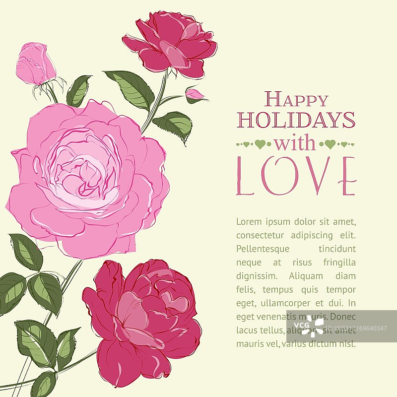 玫瑰邀请卡矢量插画图片素材