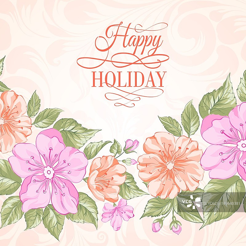 樱花假日邀请卡矢量图图片素材