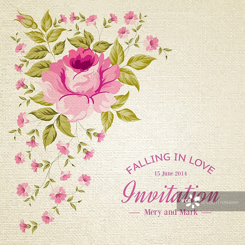 彩色玫瑰卡片和文本空间矢量素材图片素材