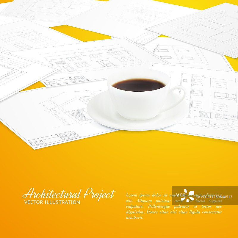 咖啡建筑设计矢量插画图片素材