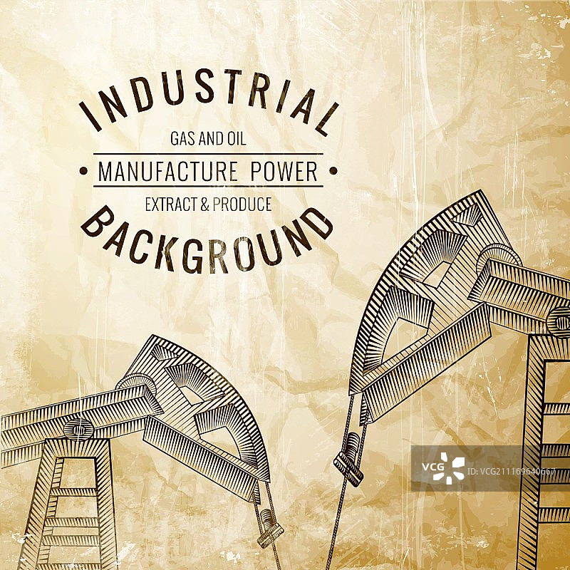 复古纸上的抽油机矢量素材图片素材