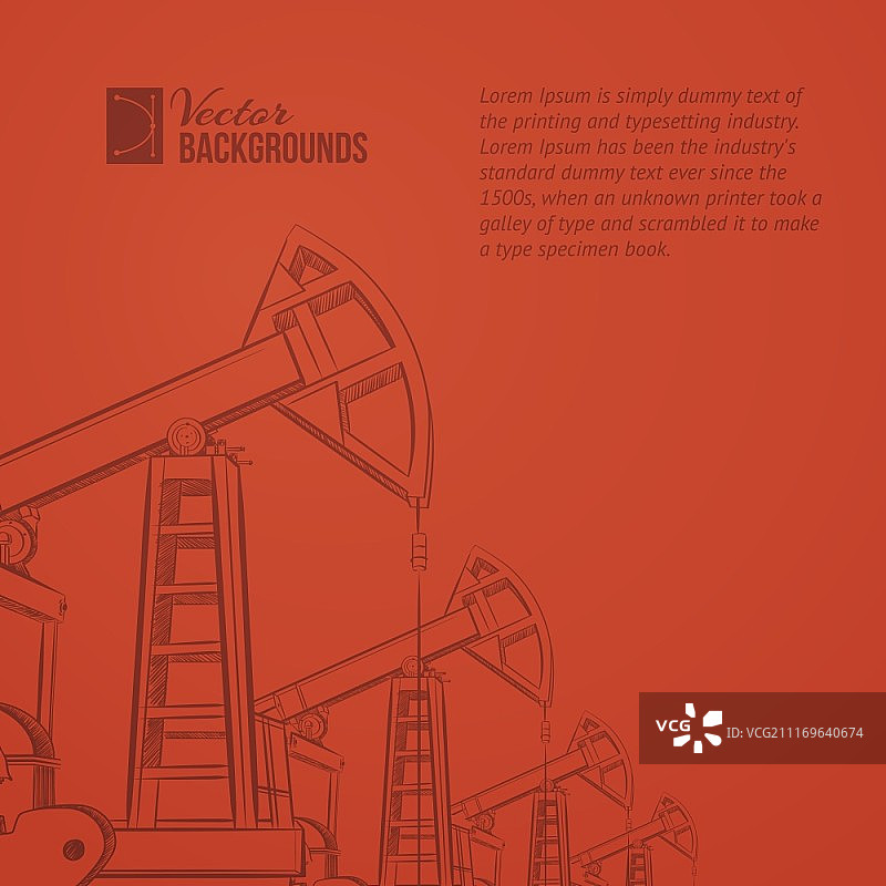 日落背景下的抽油机设备矢量图图片素材