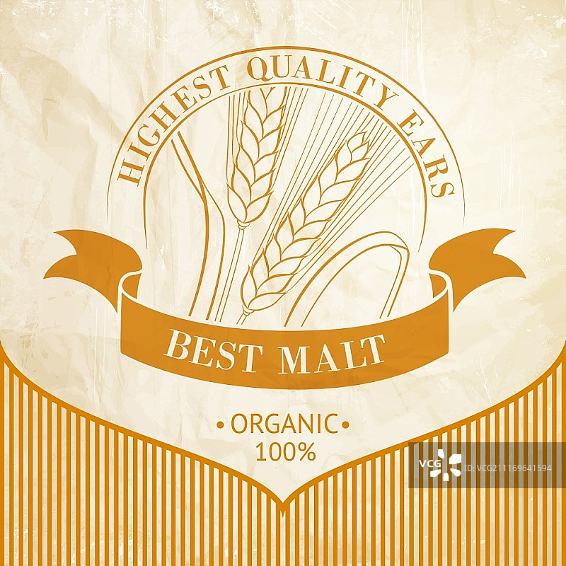 麦穗视觉图标（适用于啤酒标签），矢量插画图片素材