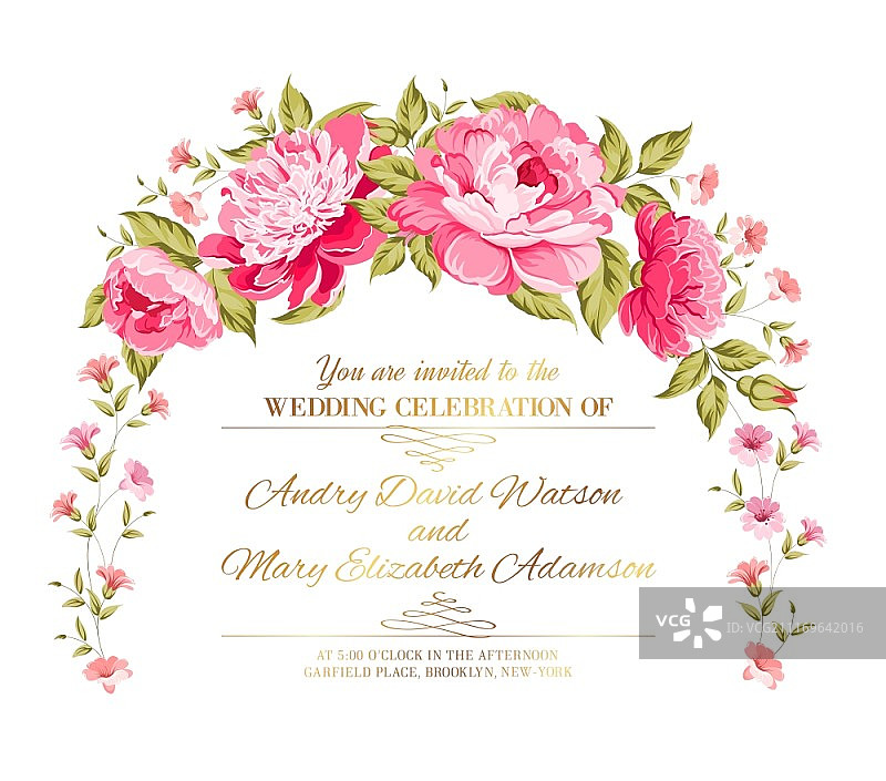 节日贺卡用芍药花环矢量素材图片素材