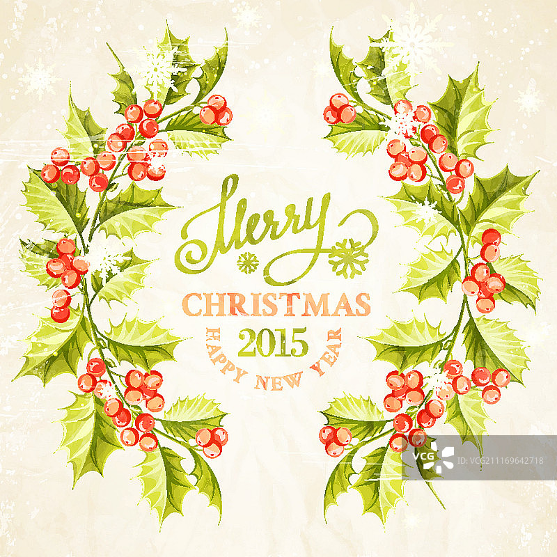 带节日文本的圣诞节槲寄生枝条边框矢量图图片素材