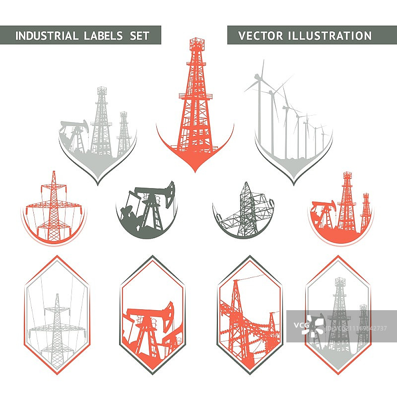 扁平风格的工业标签矢量素材图片素材