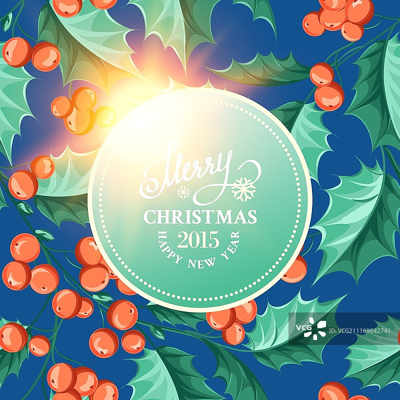 夜间槲寄生圣诞贺卡图片素材