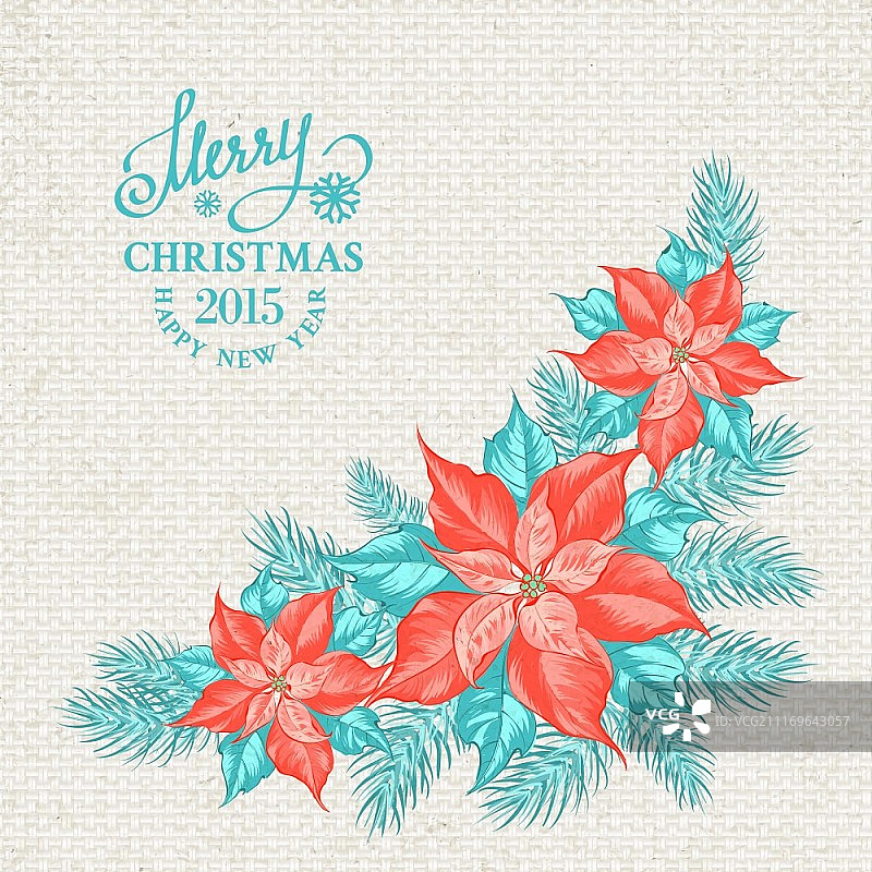 圣诞槲寄生花环纺织图案矢量插画图片素材