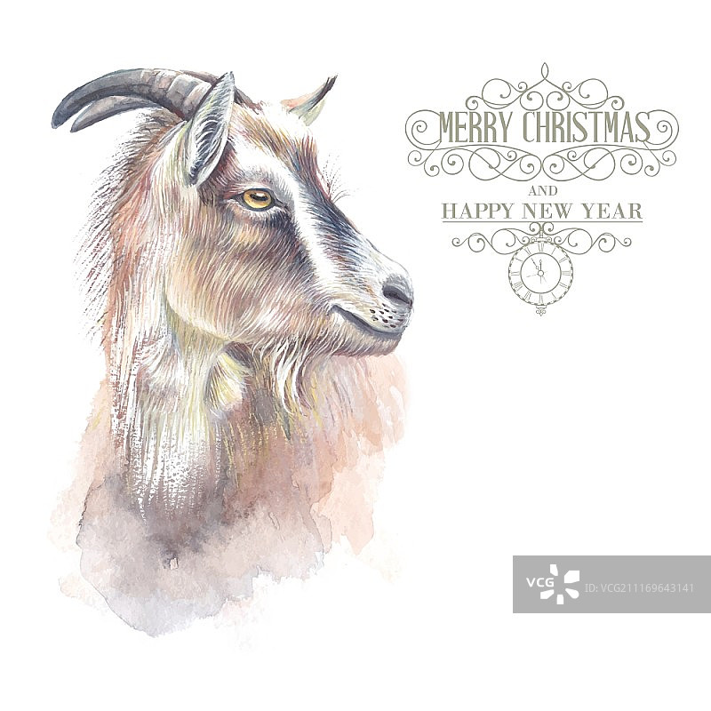 手绘羊年新年绘画，2015新年标志矢量素材图片素材