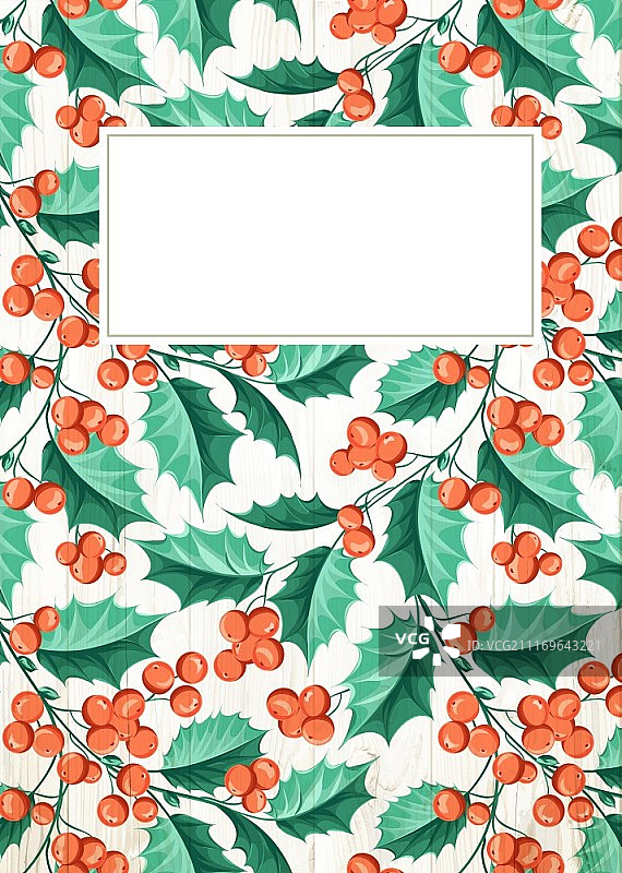 带有文字板的圣诞节槲寄生图案矢量插画图片素材