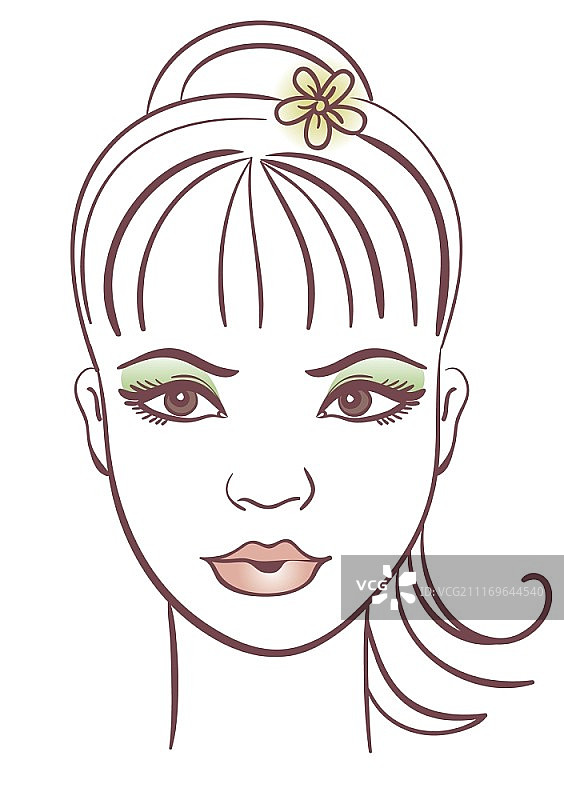 美丽女人肖像线性插画图片素材