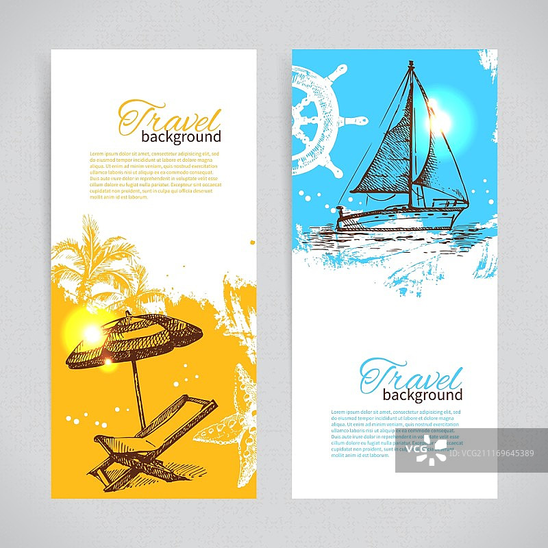 旅行主题彩色banner：水彩背景图片素材