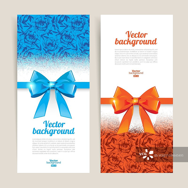 带礼品蝴蝶结和文案空间的贺卡矢量素材图片素材