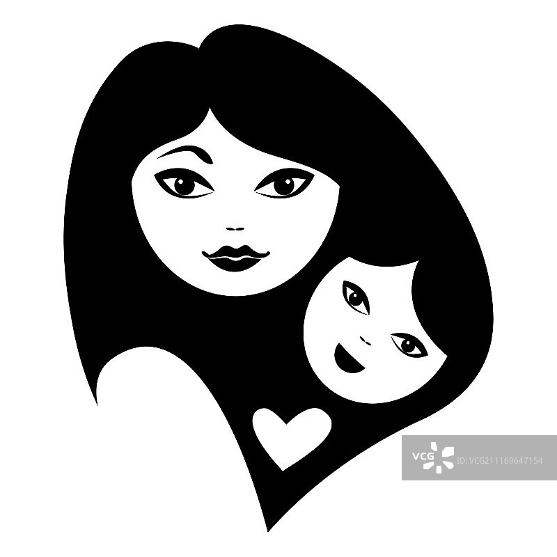 母子剪影图片素材