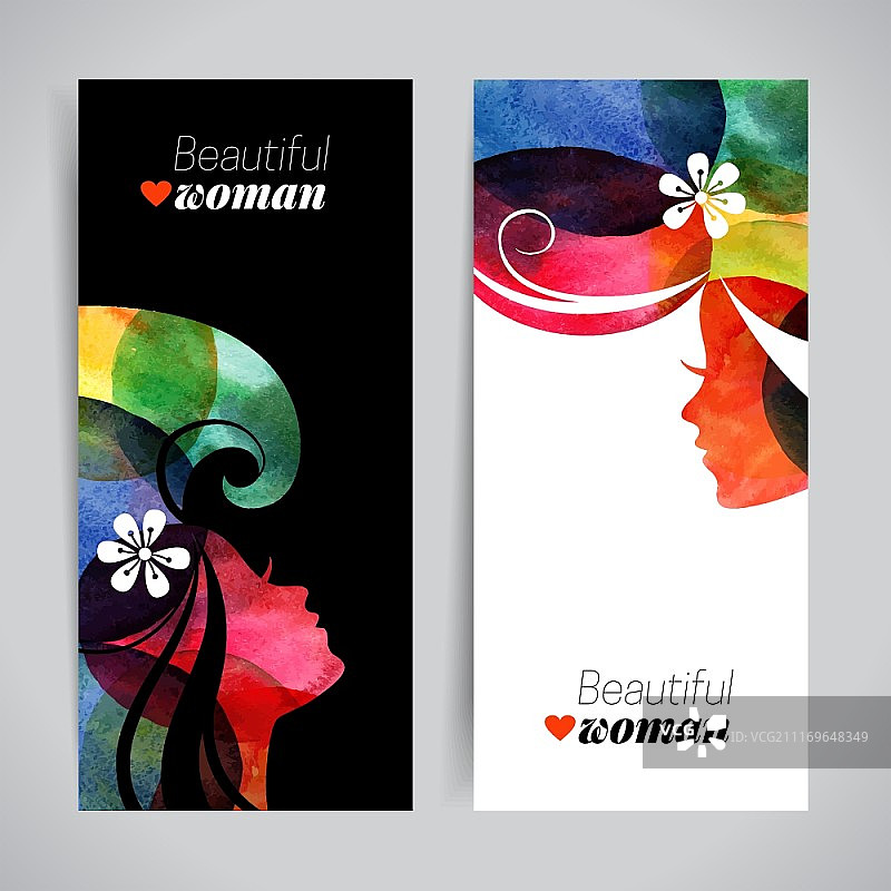 水彩美女剪影banner，适用于美容院设计图片素材