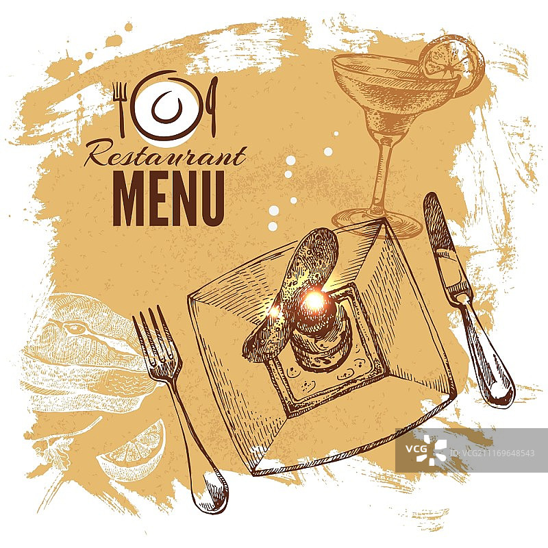 手绘餐厅美食套餐欧洲美食菜单矢量图图片素材